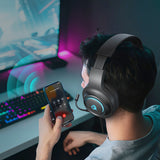 QCY Heroad V200 Tri-Mode Gaming Headphones with 7.1 Sound, 240h Battery, and Detachable Microphone - Black