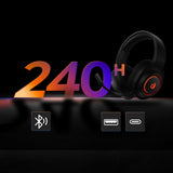 QCY Heroad V200 Tri-Mode Gaming Headphones with 7.1 Sound, 240h Battery, and Detachable Microphone - Black