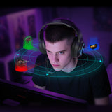 QCY V200 Pro Wired Gaming Headphones with 7.1 Sound and Detachable Microphone - Black