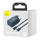 Baseus Super Si Quick Charger 1C 20W med USB-C-kabel til Lightning 1m (blå)