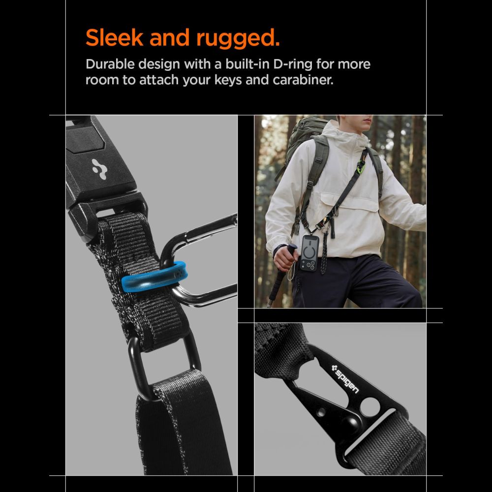 Spigen DA30M Stap Crossbody Phone Lanyard - sort