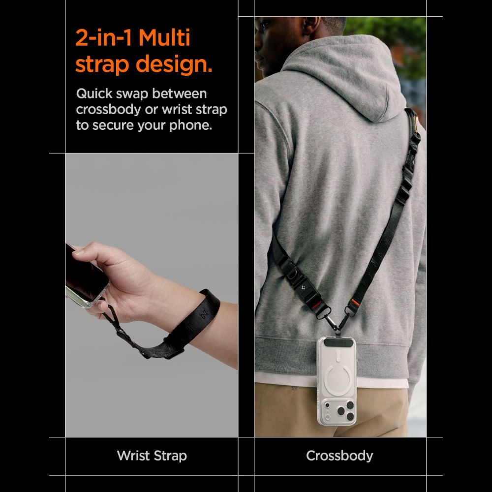 Spigen DA30M Stap Crossbody Phone Lanyard - sort