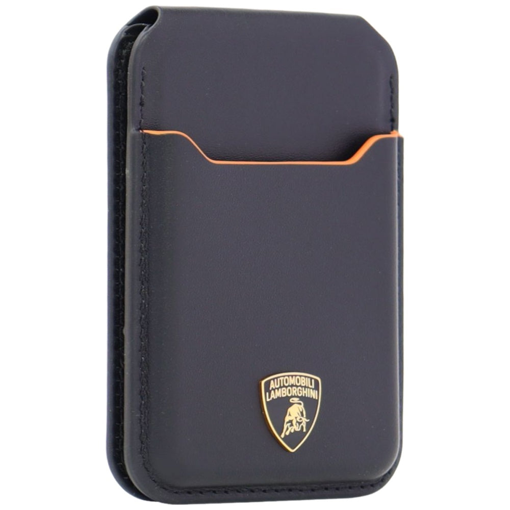 Lamborghini D1 Genuine Leather MagSafe mobiltelefon tegnebog - sort og orange