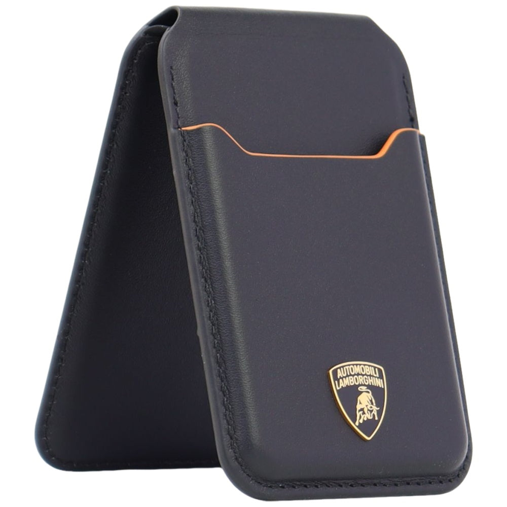 Lamborghini D1 Genuine Leather MagSafe mobiltelefon tegnebog - sort og orange