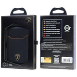 Lamborghini D1 Genuine Leather MagSafe mobiltelefon tegnebog - sort og orange