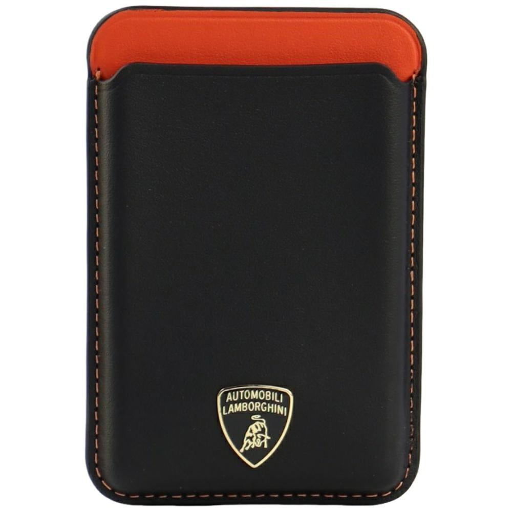 Lamborghini Urus D8 Genuine Leather MagSafe Magnetic Phone Wallet - sort og rød