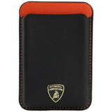 Lamborghini Urus D8 Genuine Leather MagSafe Magnetic Phone Wallet - sort og rød
