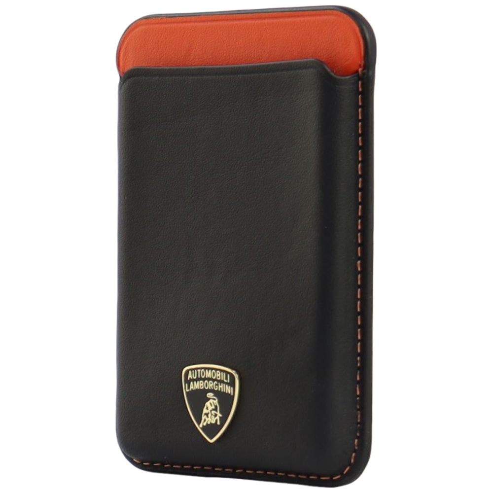 Lamborghini Urus D8 Genuine Leather MagSafe Magnetic Phone Wallet - sort og rød