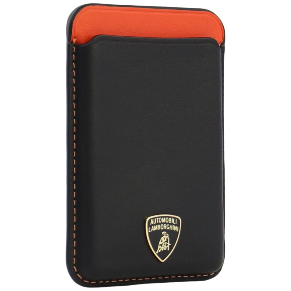 Lamborghini Urus D8 Genuine Leather MagSafe Magnetic Phone Wallet - sort og rød
