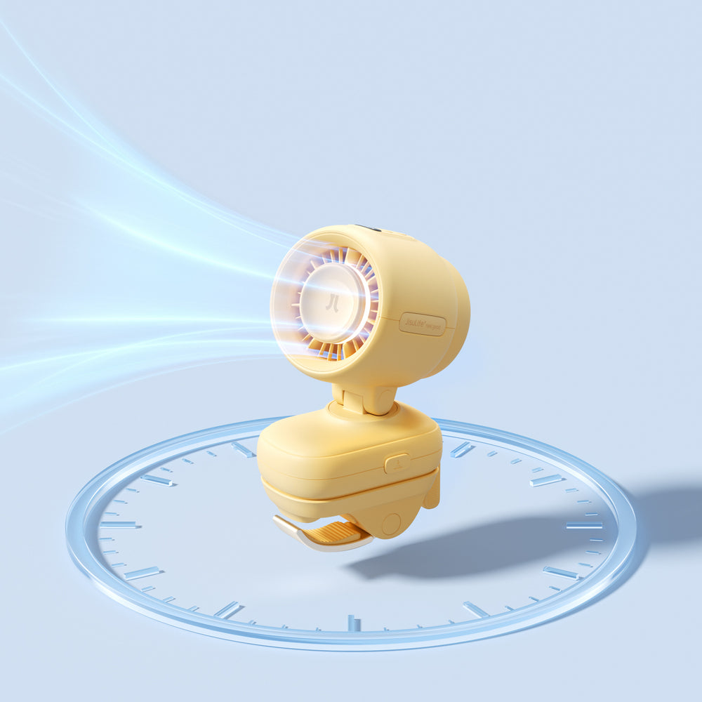 Jisulife Stroller Fan 4 5000mAh Mini Fan til Stroller med Metal Clip - Gul