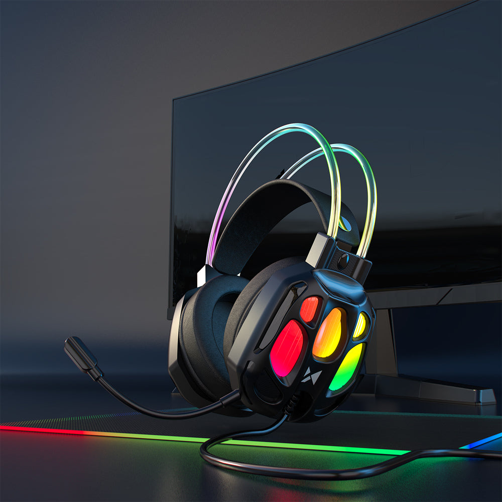 Wozinsky WSG-1118 Wired Gaming Headphones with Microphone and RGB Backlight - Black