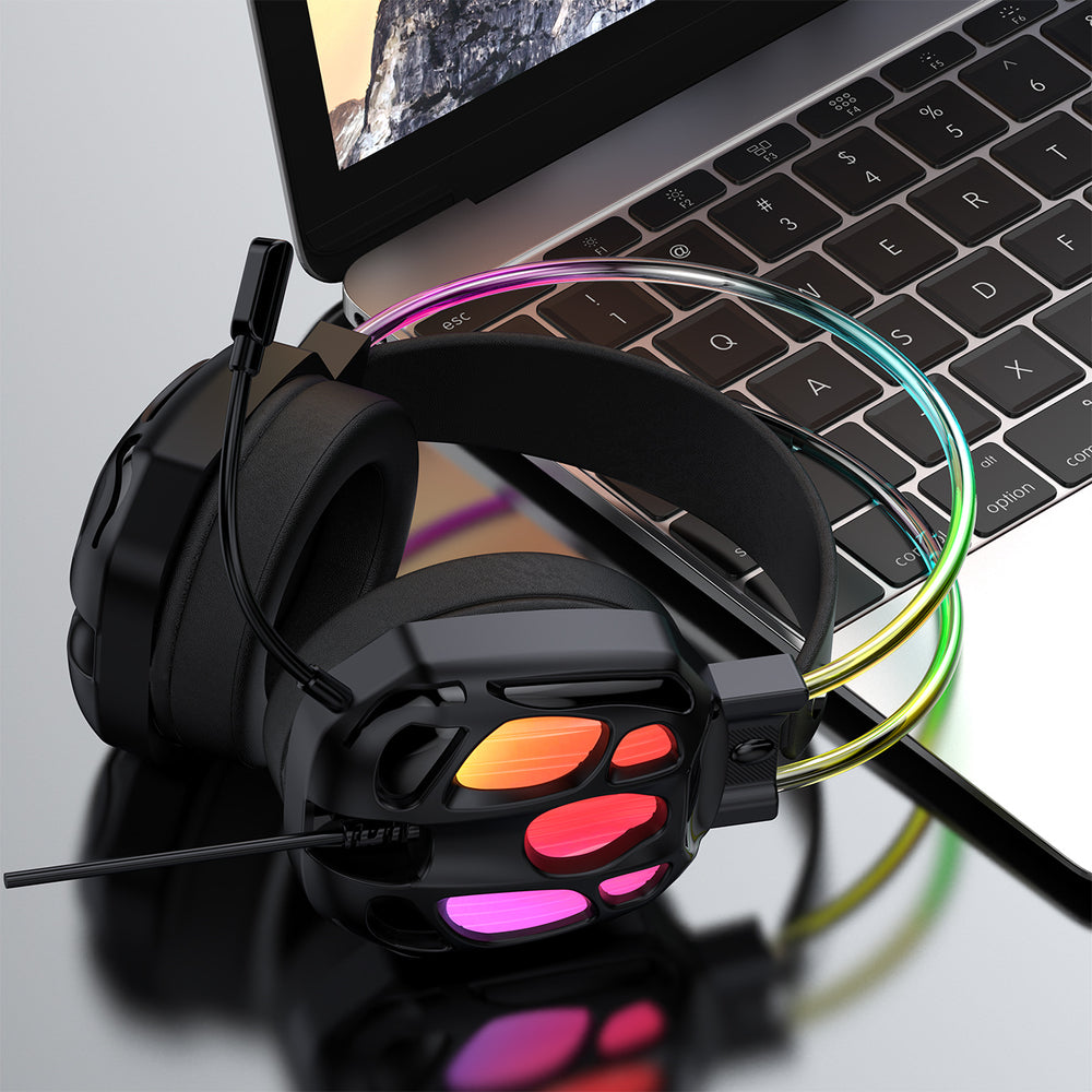 Wozinsky WSG-1118 Wired Gaming Headphones with Microphone and RGB Backlight - Black