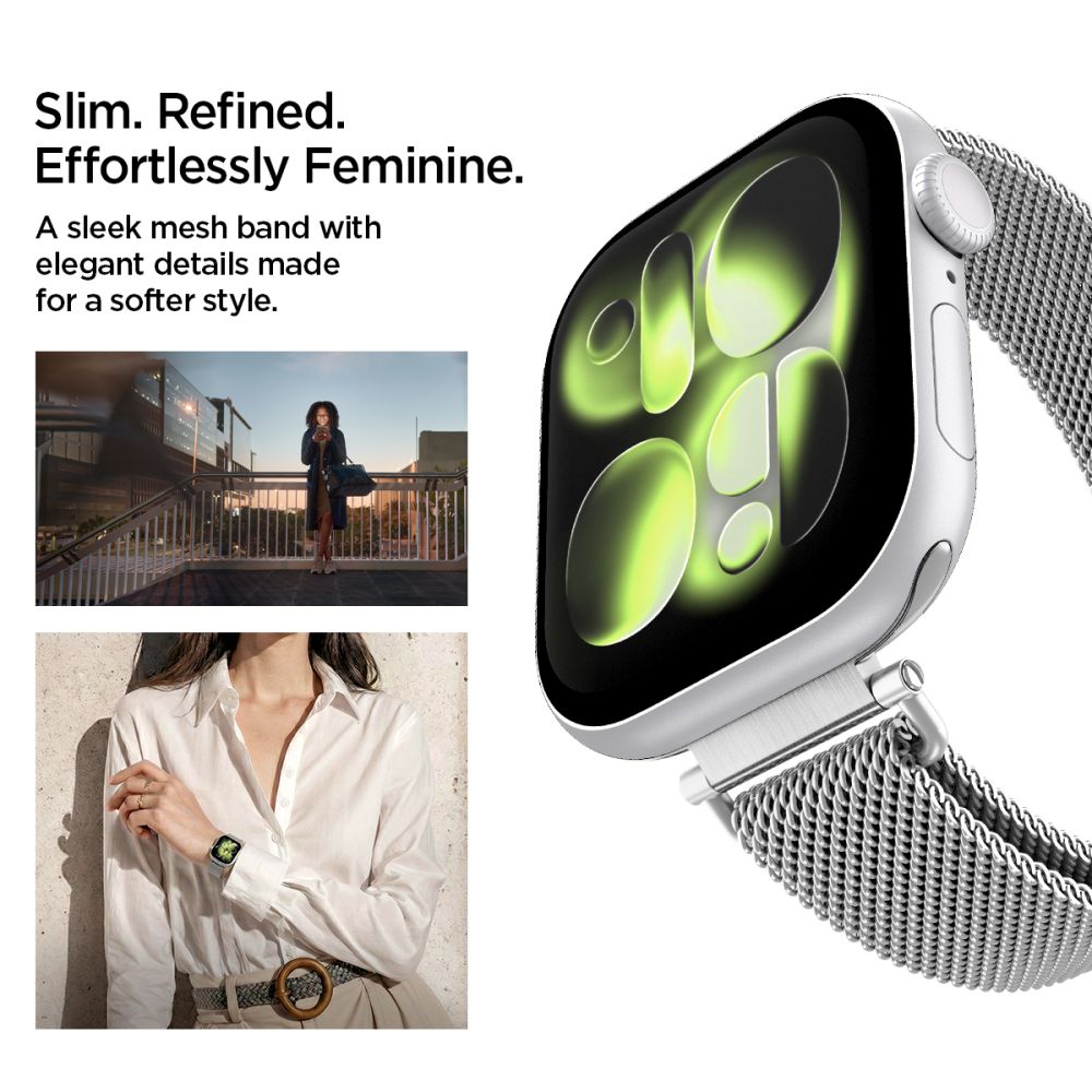 Spigen WBM4 rem til Apple Watch (40 / 41 / 42 mm) - Sølv