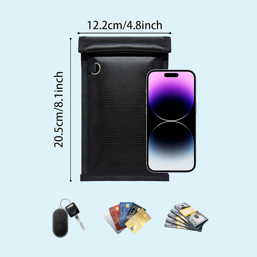 Fireproof RFID Phone Case OTN-27 with Signal Blocker 27x12.3 cm - Black
