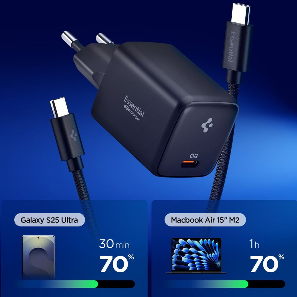 Spigen EE451EU Essential USB-C 45W Wall Charger - sort