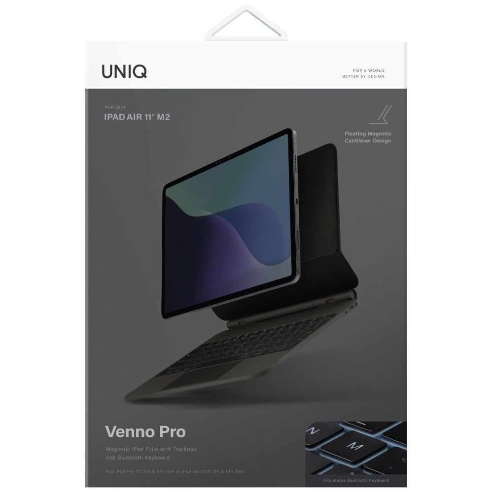 Uniq Venno Pro Magnetic Smart Case med tastatur til iPad Air 10.9" (2020/2022) / Pro 11" (2021/2022) / Air 11" (2024/2025/2026) - sort