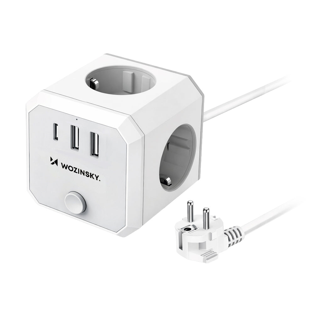 Wozinsky WKZ-3B Power Cube 3x AC 2x USB-A 1x USB-C 4000 W with 1.8 m Cable - White