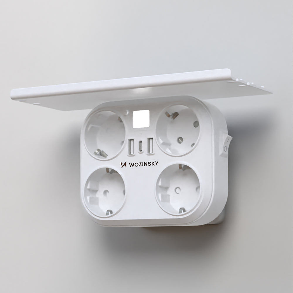 Wozinsky WRS-2B 4x AC 2x USB-A 2x USB-C 4000 W Network Splitter with Lamp - White