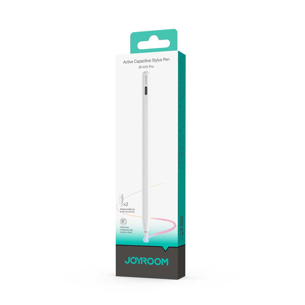 Joyroom JR-X15 Pro Active Stylus med 2 reserve tips - hvid