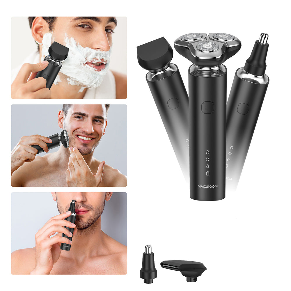 MAXGROOM M-8012 3-i-1 elektrisk barbermaskine - sort