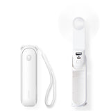 Jisulife håndholdt ventilator Life8 Mini bærbar USB-ventilator med 2000mAh Power Bank og lommelygte - hvid