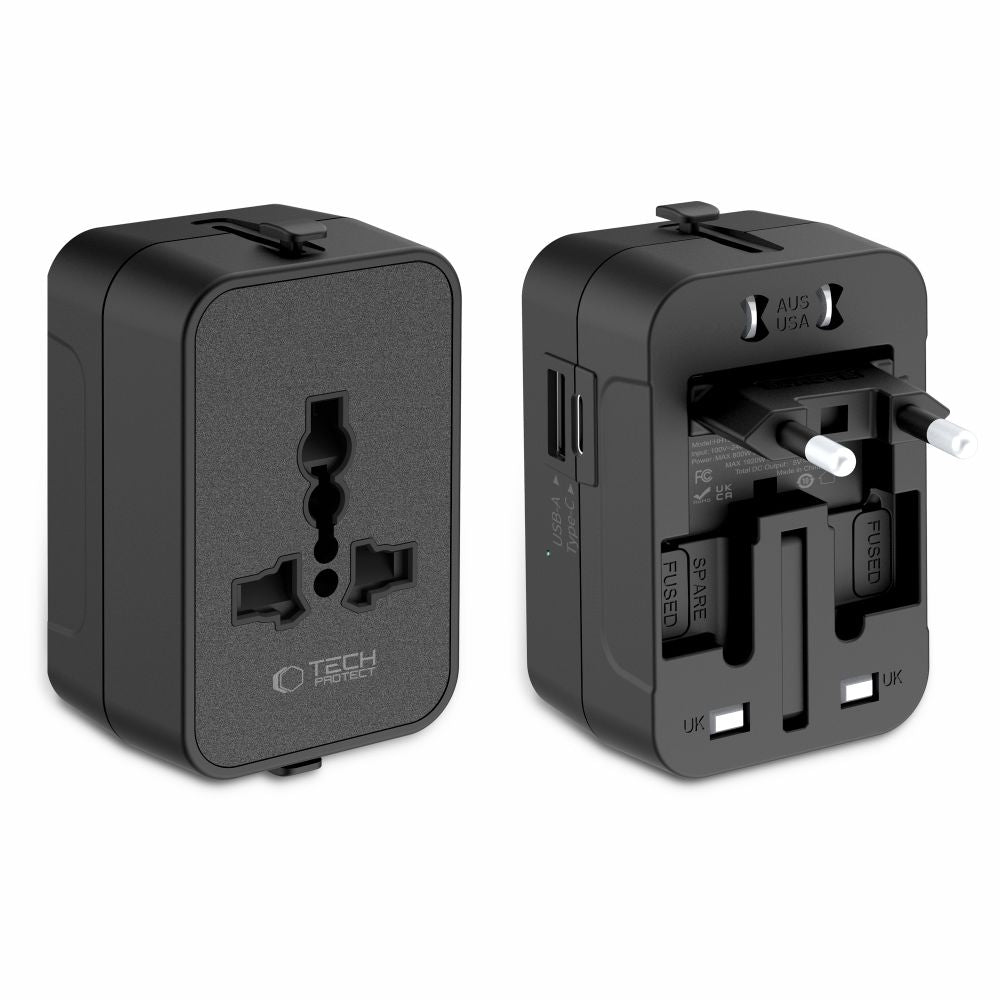 Tech-Protect TA300 Travel Adapter EU / UK / AU - sort