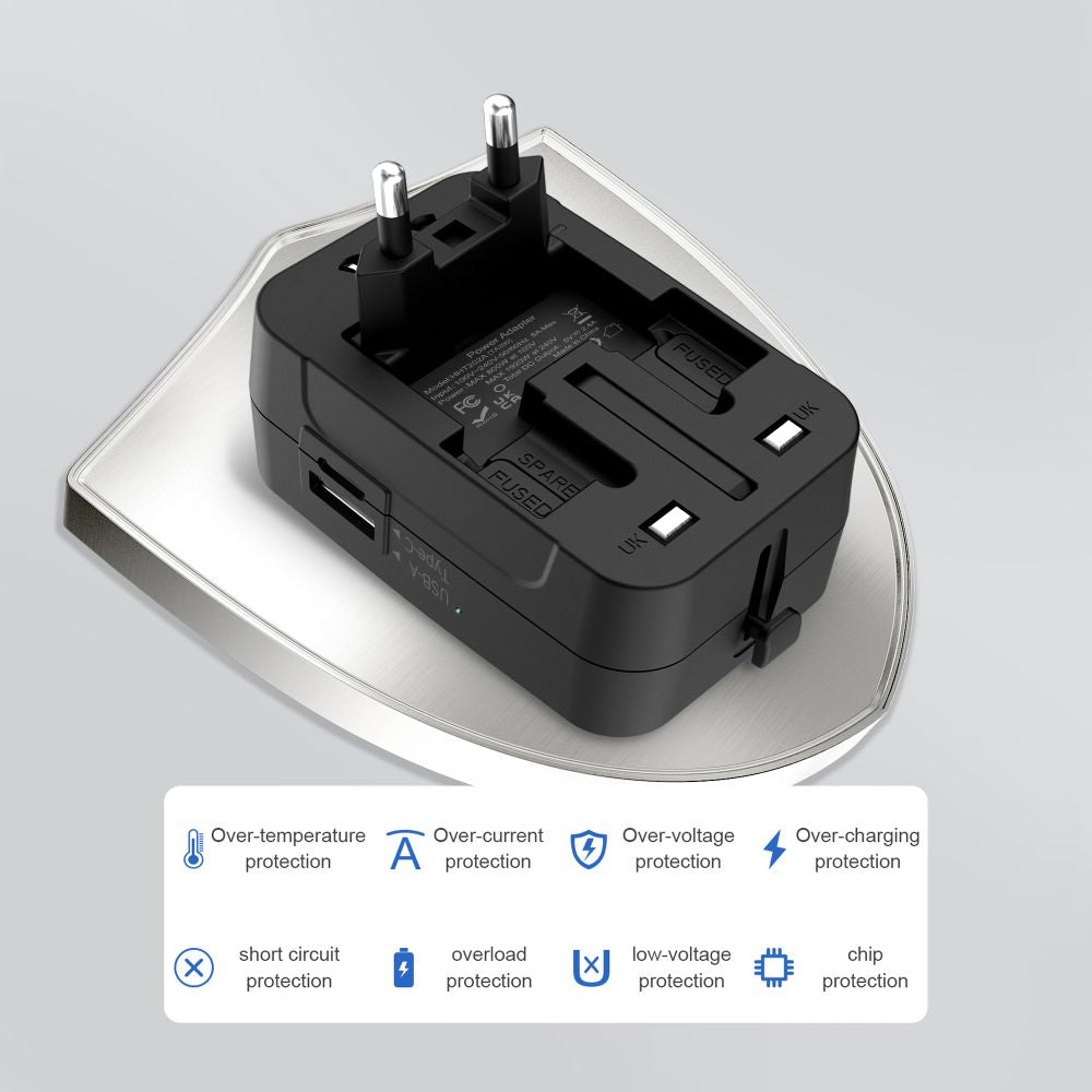 Tech-Protect TA300 Travel Adapter EU / UK / AU - sort