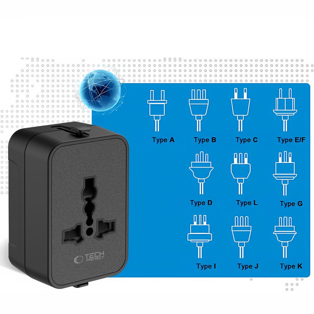 Tech-Protect TA300 Travel Adapter EU / UK / AU - sort