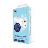 3mk Biloplader 20W PD3.0 QC 3.0 USB 1A1C - Hvid