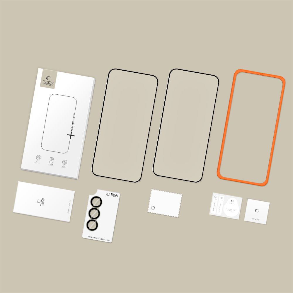 Tech-Protect Easy Set+ 3-pakke af hærdet glas til Samsung Galaxy S26 - sort