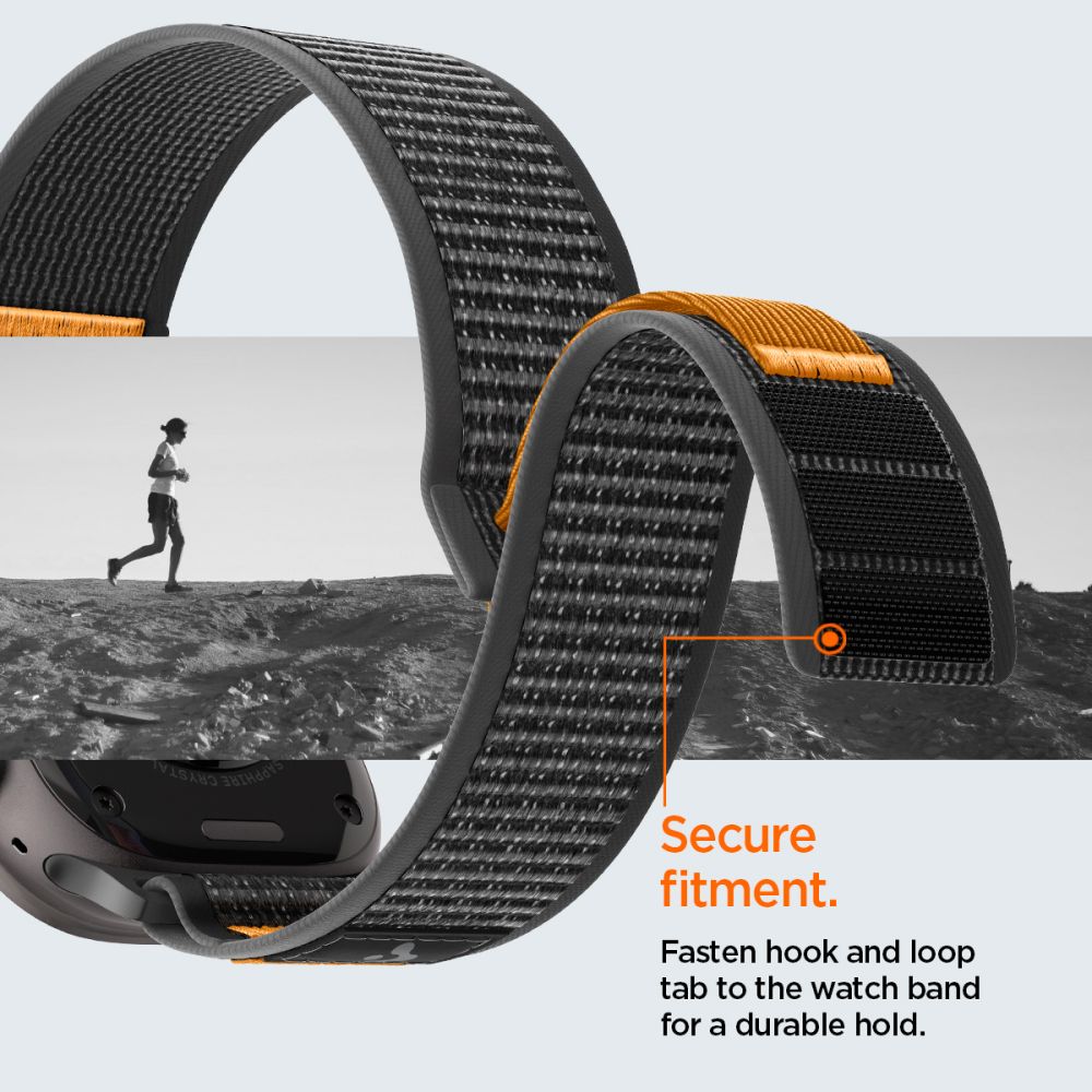 Spigen Athlex Air 2 rem til Apple Watch (44 / 45 / 46 / 49 mm) - sort og orange