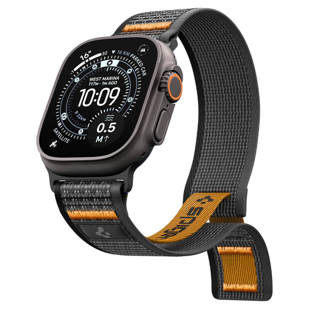 Spigen Athlex Air 2 rem til Apple Watch (44 / 45 / 46 / 49 mm) - sort og orange