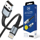 3mk Hyper Cable N-SERIES USB-A / Lightning 2m QC 3.0 5V/2.4A 12W - sort
