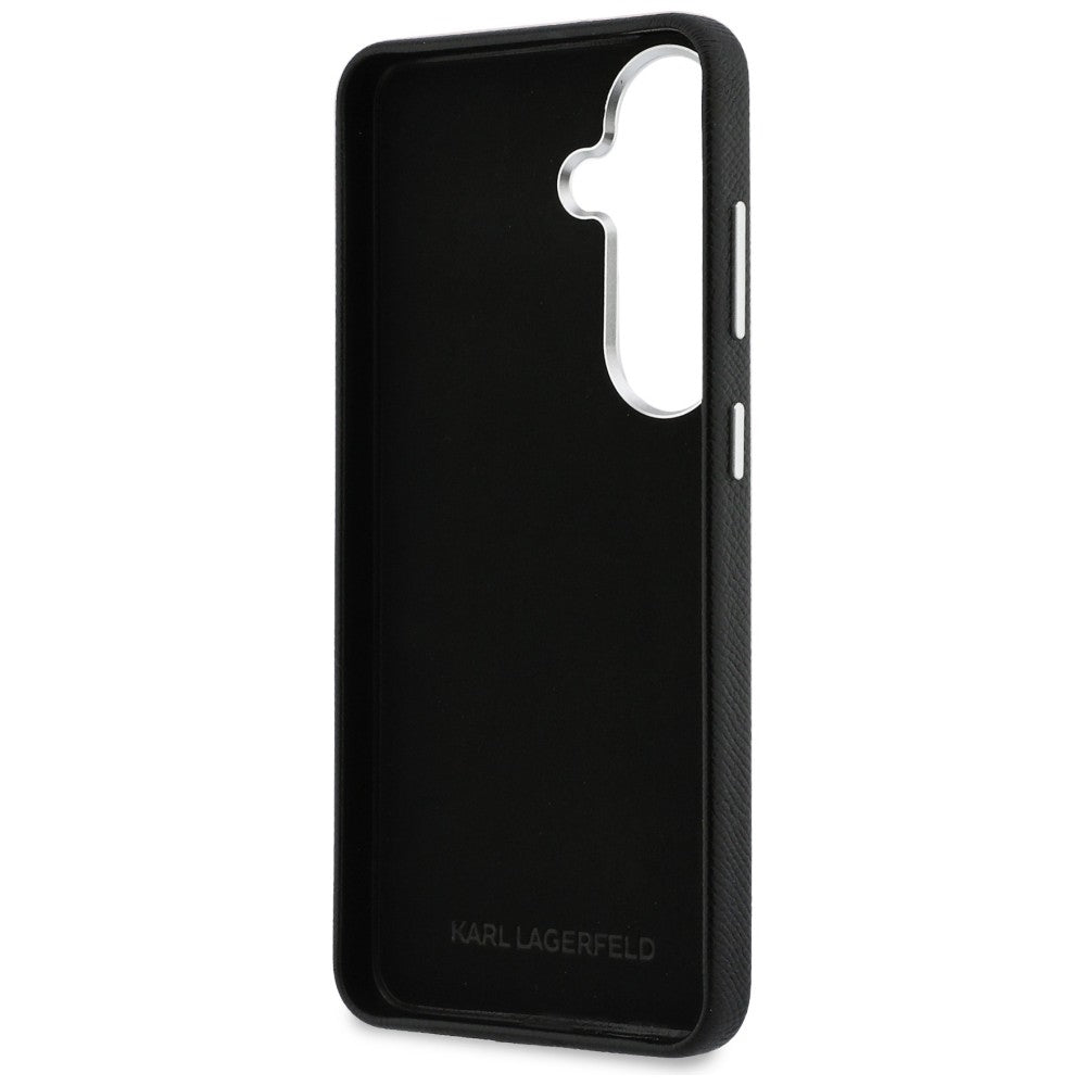 Karl Lagerfeld Grained Signature Metal Resin Logo Case til Samsung Galaxy S26 - sort