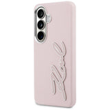 Karl Lagerfeld Grained Signature Metal Resin Logo Case til Samsung Galaxy S26 - Pink