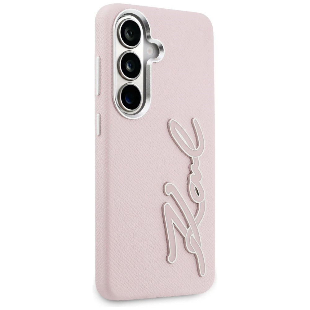Karl Lagerfeld Grained Signature Metal Resin Logo Case til Samsung Galaxy S26 - Pink