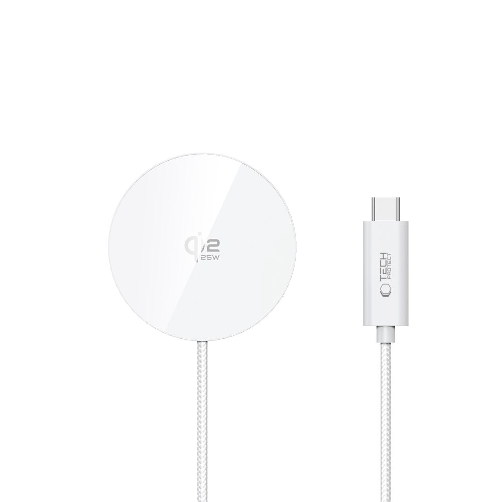 Tech-Protect A50 MagSafe 25W QI2.2 trådløs oplader - hvid