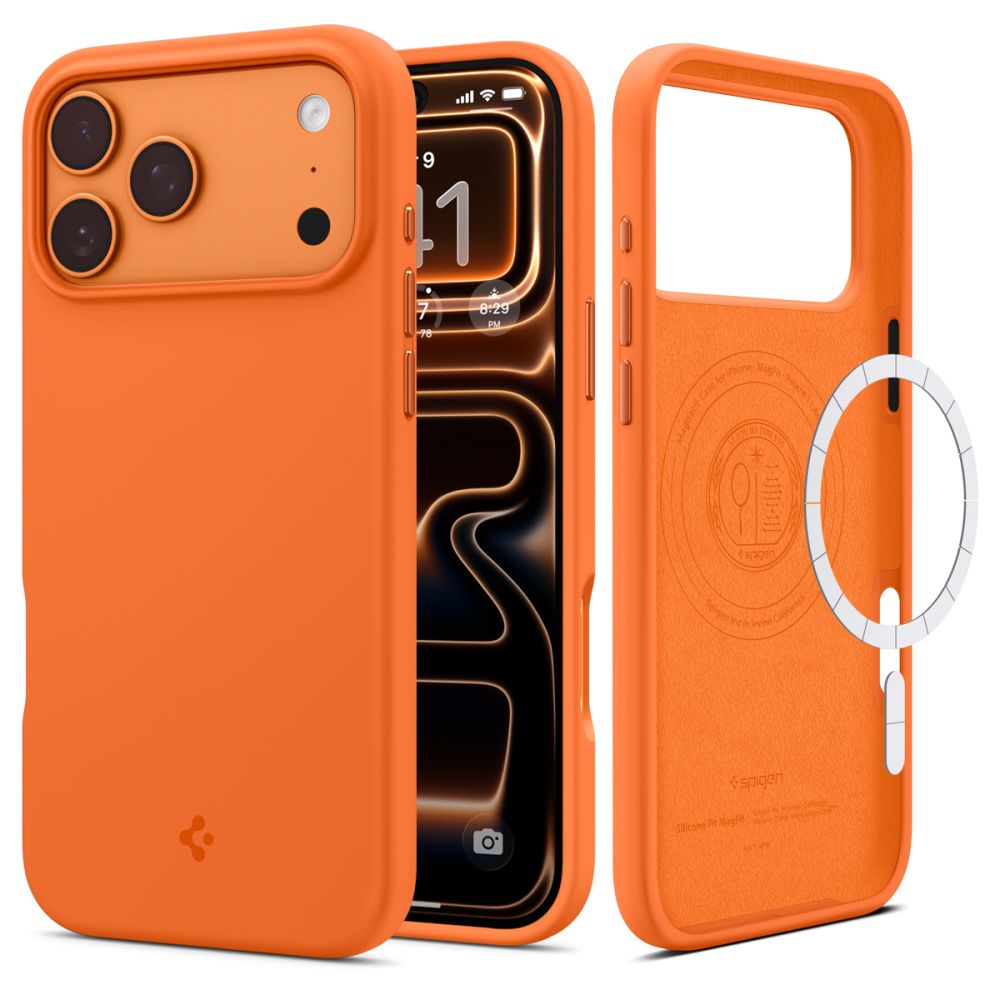 Spigen Silicone Fit Mag Case til iPhone 17 Pro - Orange