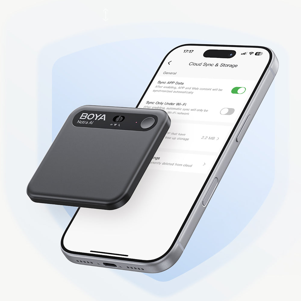 BOYA Notra Voice Recorder med AI Transcription - sort