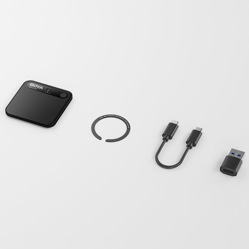 BOYA Notra Voice Recorder med AI Transcription - sort
