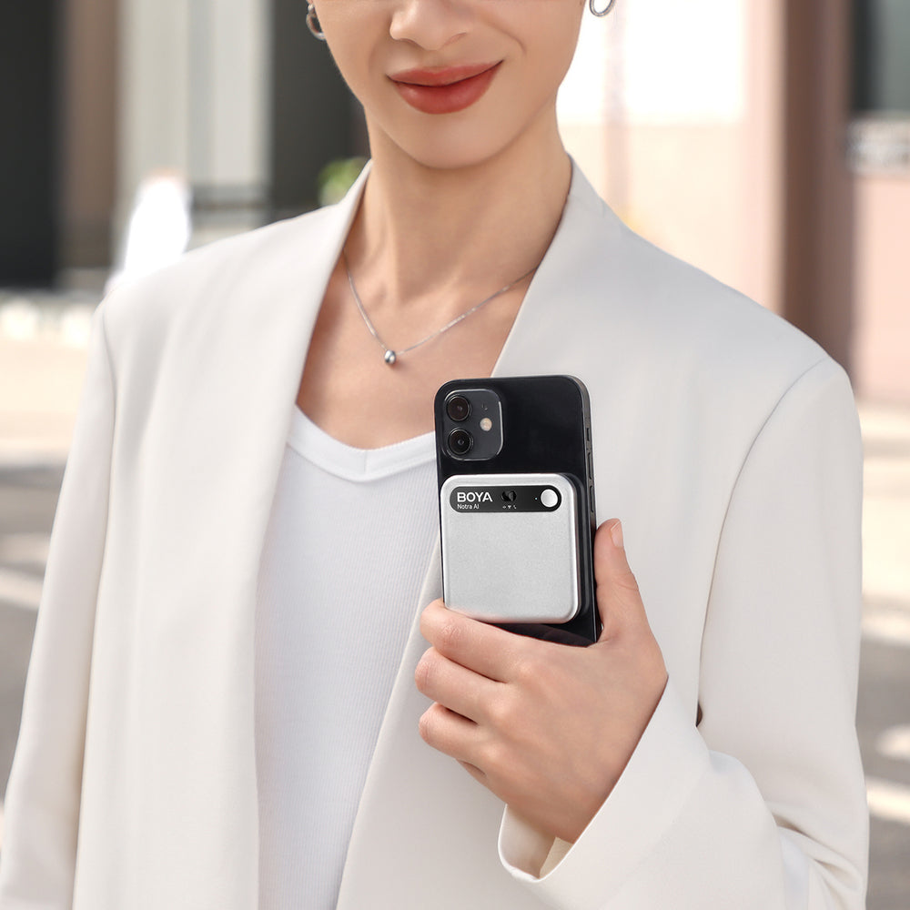 BOYA Notra Voice Recorder med AI Transcription - Sølv