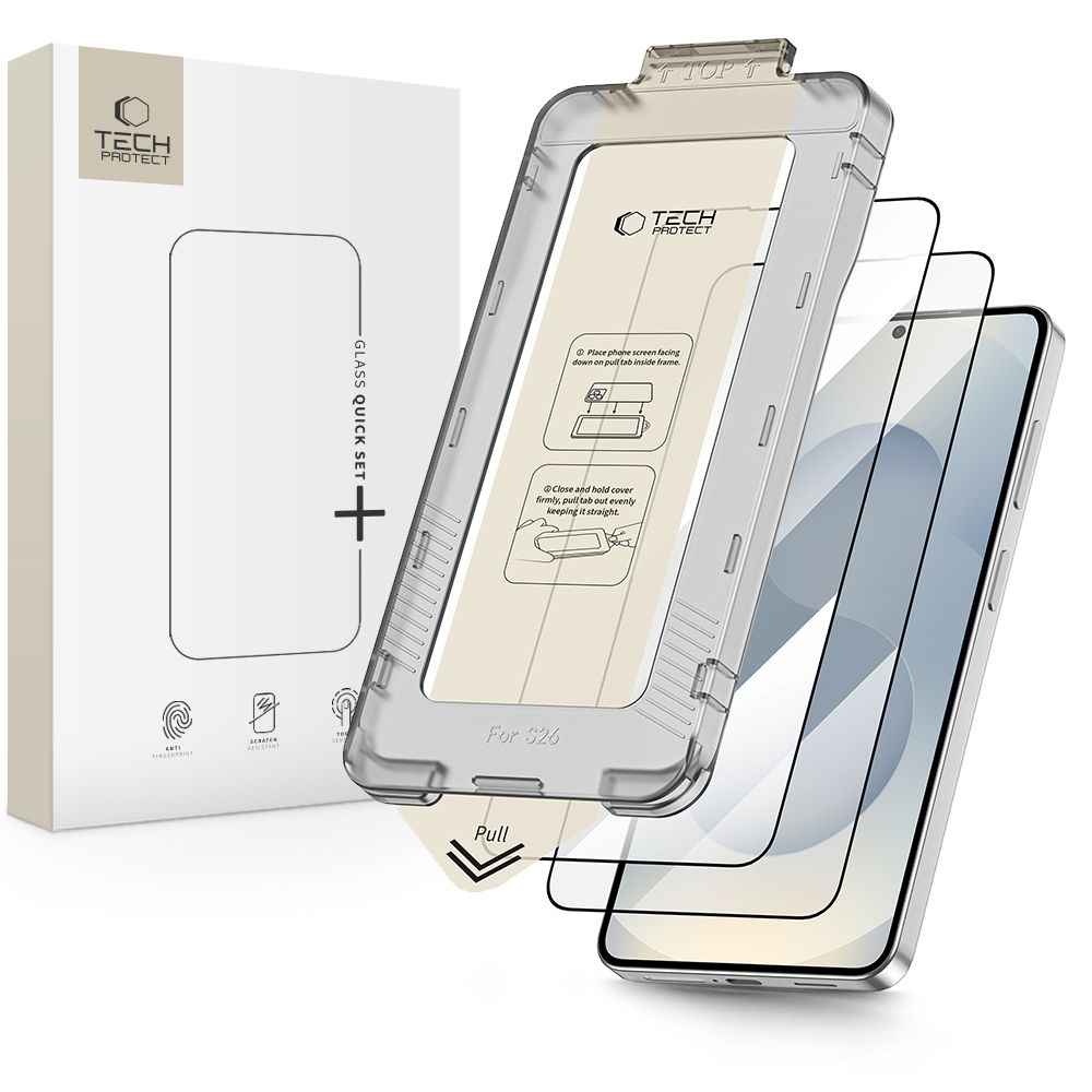 Tech-Protect Quick Set+ 2-pakke af hærdet glas til Samsung Galaxy S26 - sort