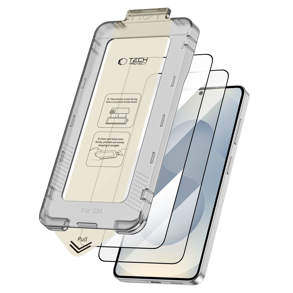Tech-Protect Quick Set+ 2-pakke af hærdet glas til Samsung Galaxy S26 - sort