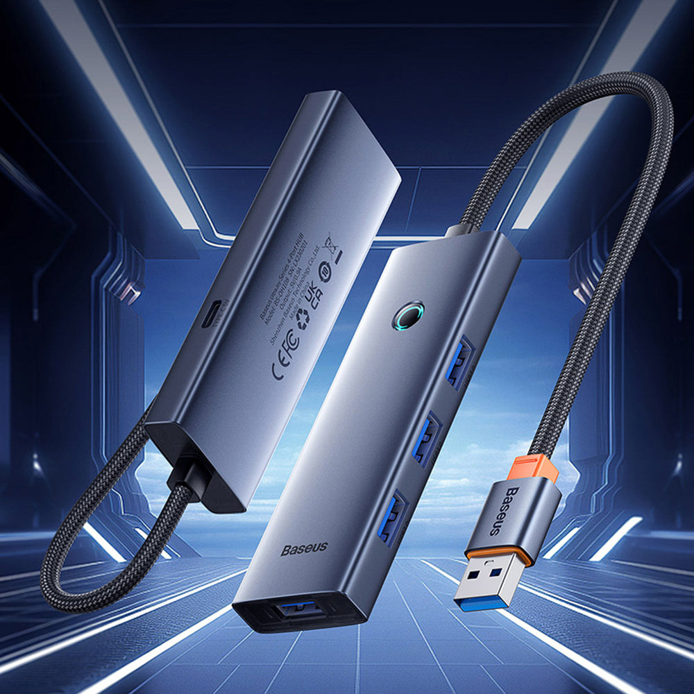 Baseus UltraJoy Series USB-A hub 4xUSB-A 3.0 1xUSB-C 5V - gray