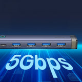 Baseus UltraJoy Series USB-A/USB-C hub 4xUSB-A 3.0 1xUSB-C 5V - gray