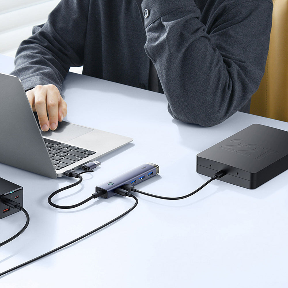 Baseus UltraJoy Series USB-A/USB-C hub 4xUSB-A 3.0 1xUSB-C 5V - gray