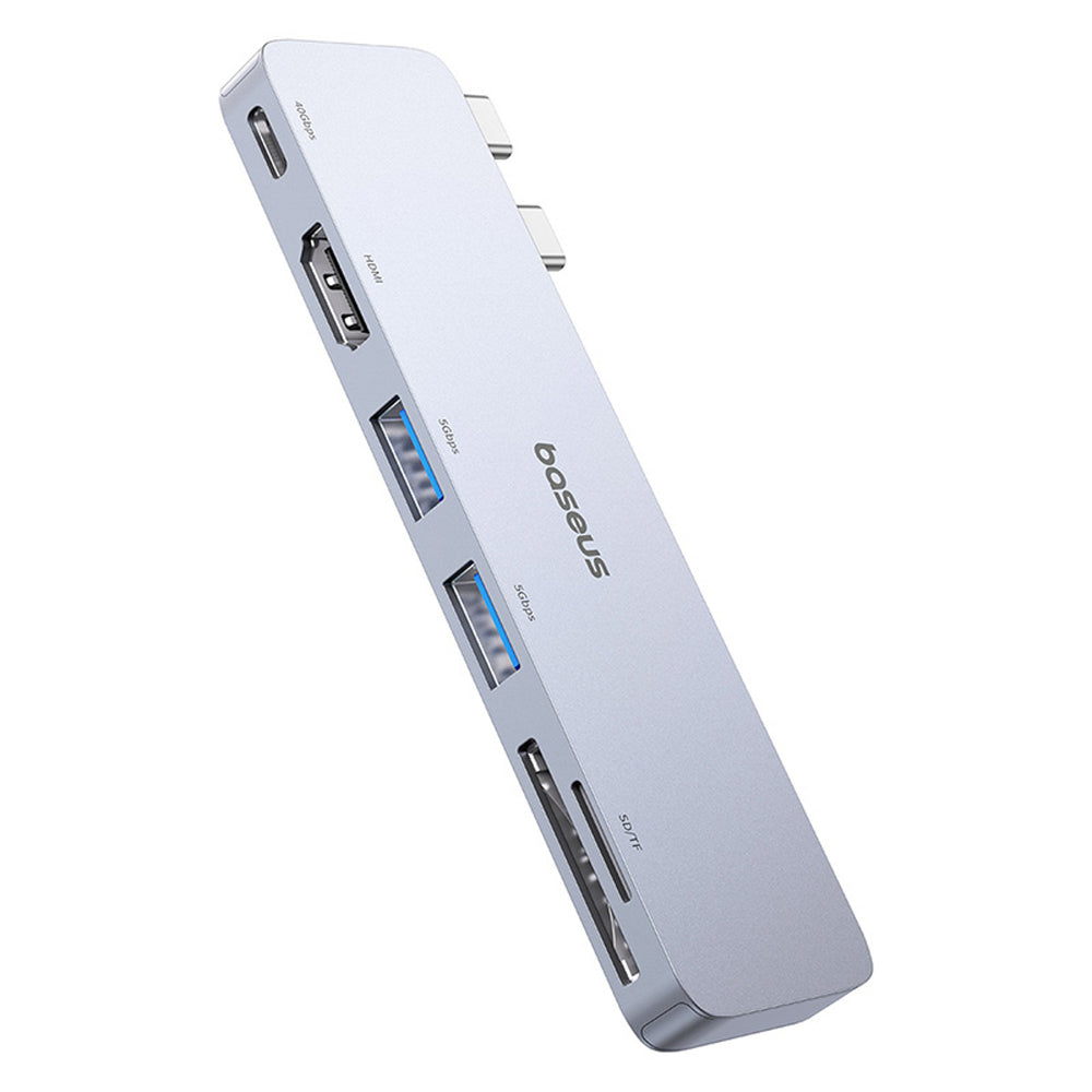 Baseus UltraJoy Series 6-in-1 USB-C 40 Gb/s USB 3.0 HDMI 4K USB Hub with SD and microSD Reader - Gray
