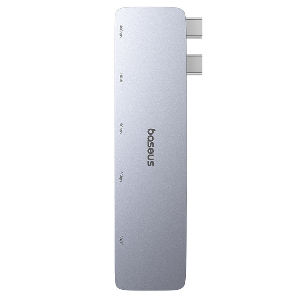 Baseus UltraJoy Series 6-in-1 USB-C 40 Gb/s USB 3.0 HDMI 4K USB Hub with SD and microSD Reader - Gray