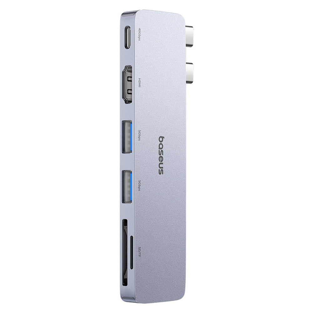 Baseus UltraJoy Series 6-in-1 USB-C 40 Gb/s USB 3.0 HDMI 4K USB Hub with SD and microSD Reader - Gray