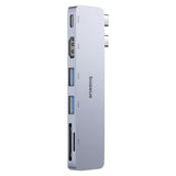 Baseus UltraJoy Series 6-in-1 USB-C 40 Gb/s USB 3.0 HDMI 4K USB Hub with SD and microSD Reader - Gray